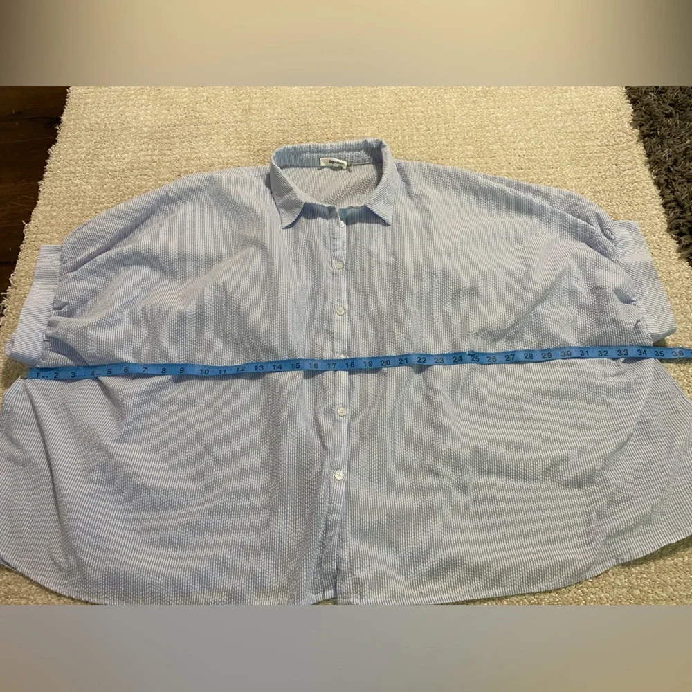 Classic Blue Striped Button Down Shirt for Women - Picture 9 of 14